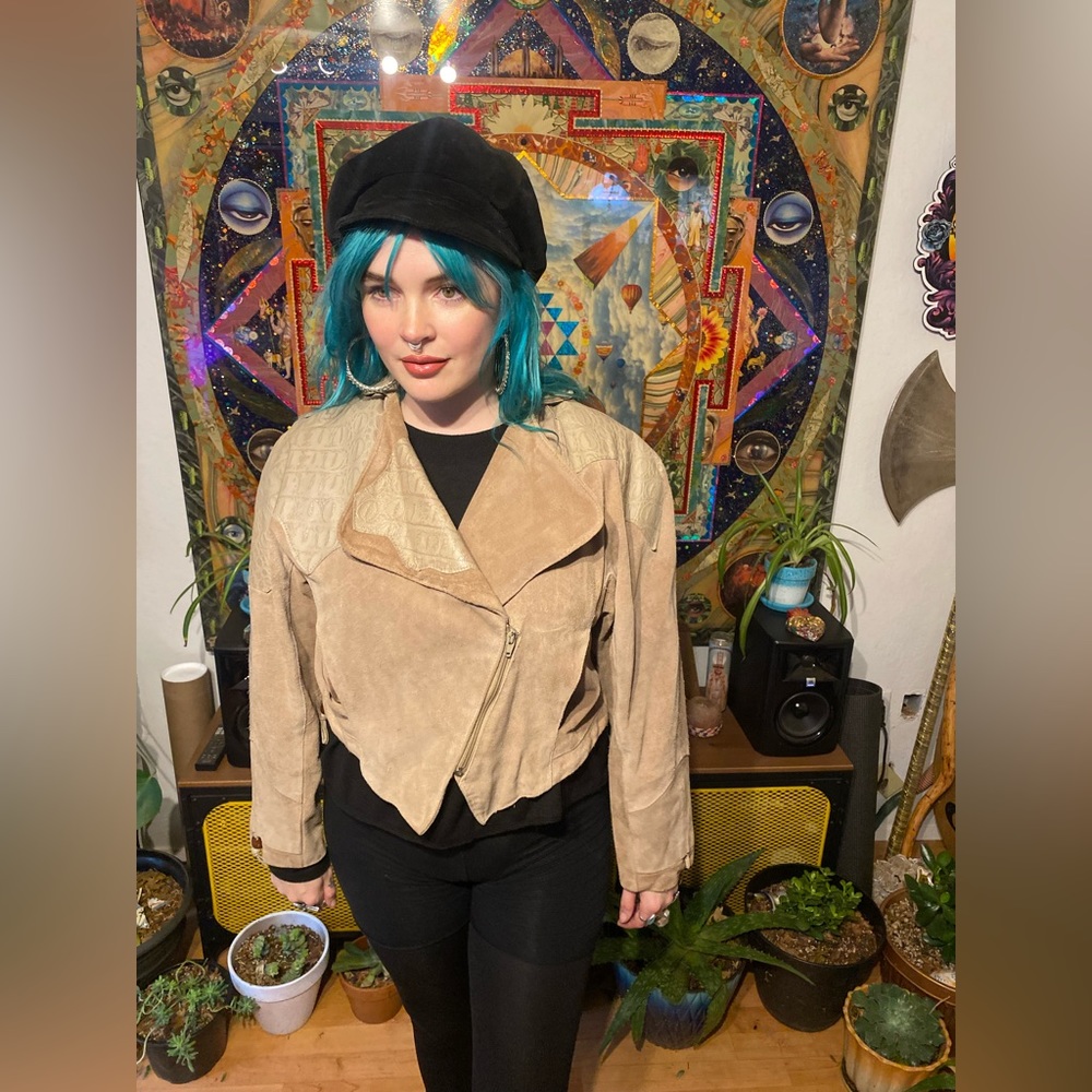 Vintage Genuine Tan Leather Cropped Jacket